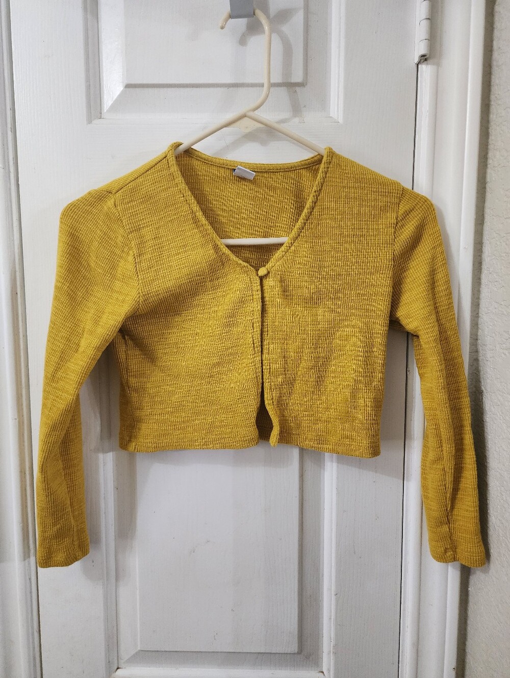 Old Navy Mustard Yellow Cropped V-Neck Cardigan